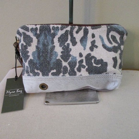 Myra Bag Handbags - Myra Bag Regiment Pouch Gray Tone and White